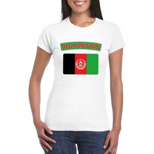 Afghanistan t-shirt met Afghaanse vlag wit dames