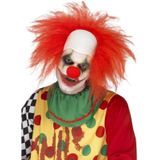 Rode luxe horrorclown pruik voor volwassenen - Halloween horror clowns verkleed accessoires
