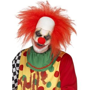 Rode luxe horrorclown pruik voor volwassenen - Halloween horror clowns verkleed accessoires