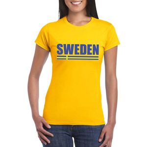 Geel Zweden supporter t-shirt voor dames - Zweedse vlag shirts