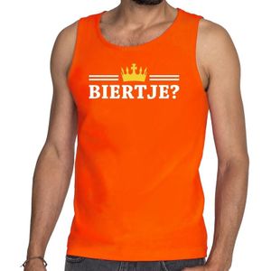 Oranje Biertje met kroon tanktop / mouwloos shirt heren - Oranje Koningsdag kleding