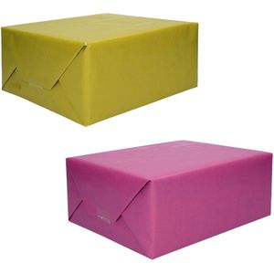 Pakket van 6x rollen Kraft inpakpapier/boeken kaftpapier paars en groen 200 x 70 cm