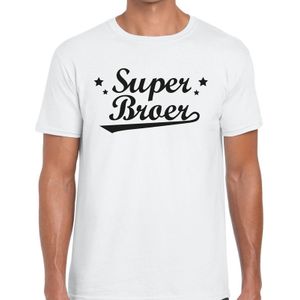 Super broer cadeau t-shirt wit heren - kado shirt voor broers