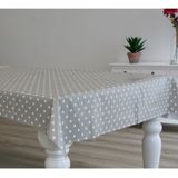 Tafelzeil/Tafelkleed Zilver met Witte Stippen 140 X 180 cm - Tuintafelkleed - Polkadot