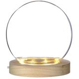Ideas 4 Seasons Decoratie stolp - glas - houten plateau - LED verlichting - D13 x H13 cm