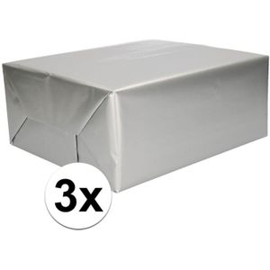 3x Inpakpapier zilver 70 x 200 cm - kadopapier / cadeaupapier