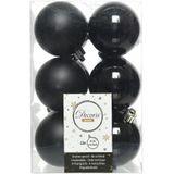 Kerstversiering kunststof kerstballen kleuren mix zwart/donkerrood 4 en 6 cm pakket van 80x stuks
