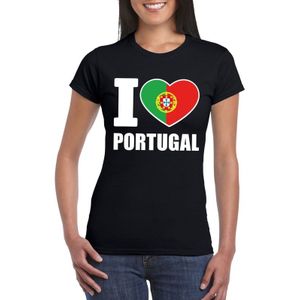 Zwart I love Portugal supporter shirt dames - Portugees t-shirt dames