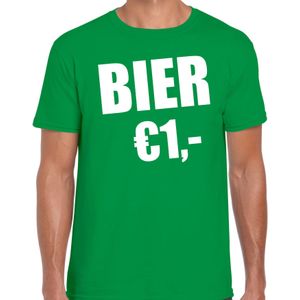 Fun t-shirt - bier 1 euro - groen - heren - Feest outfit / kleding / shirt
