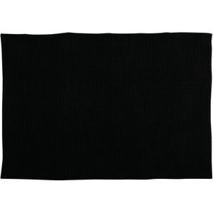 MSV Badkamerkleed/badmat tapijtje voor op de vloer - zwart - 50 x 80 cm - Microvezel - anti slip