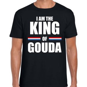Koningsdag t-shirt I am the King of Gouda - zwart - heren - Kingsday Gouda outfit / kleding / shirt