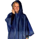 4x stuks blauwe regenponcho met capuchon voor volwassenen