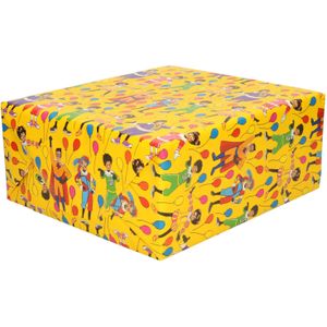 4x Rollen inpakpapier/cadeaupapier Club van Sinterklaas geel 200 x 70 cm - Cadeaupapier/inpakpapier voor 5 december pakjesavond