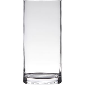 Transparante home-basics Cilinder vorm vaas/vazen van glas 35 x 15 cm - Bloemen/takken/boeketten vaas voor binnen gebruik