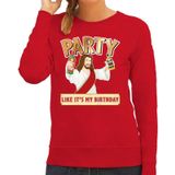 Foute kersttrui / sweater  Party like it is my birthday rood voor dames - kerstkleding / christmas outfit