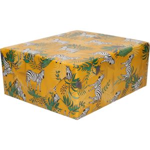 Inpakpapier karamel / bruin - dieren / zebra design - 70 x 200 cm - kadopapier / cadeaupapier