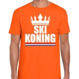 Oranje Ski koning apres ski shirt met kroon heren - Sport / hobby kleding