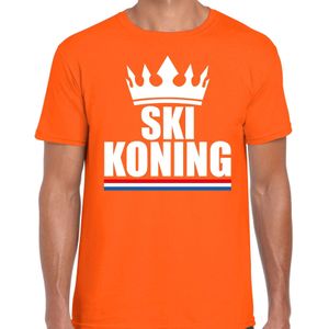 Oranje Ski koning apres ski shirt met kroon heren - Sport / hobby kleding