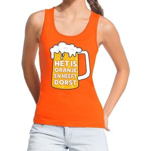 Het is oranje en heeft dorst tanktop / mouwloos shirt oranje dames - tekst shirt voor dames - oranje kleding