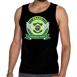Zwart Brazil drinking team tanktop / mouwloos shirt zwart heren - BraziliÃ« kleding