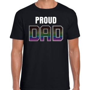 Proud dad / trotse papa - regenboog / gay t-shirt zwart voor heren - LHBTshirt / kleding / outfit