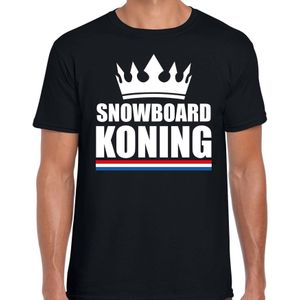 Zwart snowboard koning apres ski shirt met kroon heren - Sport / hobby kleding