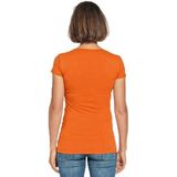 Bodyfit dames t-shirt oranje met ronde hals - Dameskleding basic shirts