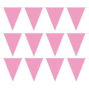 Pakket van 4x stuks vlaggenlijnen XXL licht roze 10 meter - Roze meisjes geboren/geboorte thema feestartikelen/versiering
