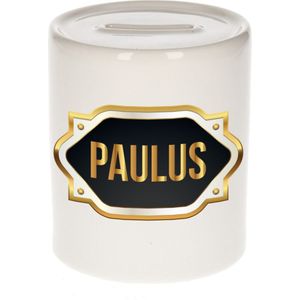 Paulus naam cadeau spaarpot met gouden embleem - kado verjaardag/ vaderdag/ pensioen/ geslaagd/ bedankt