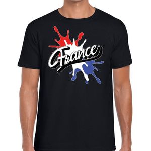 France/Frankrijk landen t-shirt spetter zwart voor heren - supporter/landen kleding Frankrijk