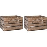 Set van 2x Stuks Houten Opberg Fruitkisten/Kratten 42 X 51 cm - Aardappel/Appel Kratjes/Kistjes