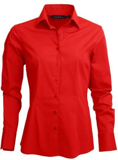 Leon &amp; Soda Casual promo overhemd voor dames - rood - lange mouwen - katoen/polyester