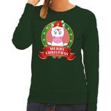 Foute kersttrui / sweater eenhoorn - groen - Merry Christmas voor dames