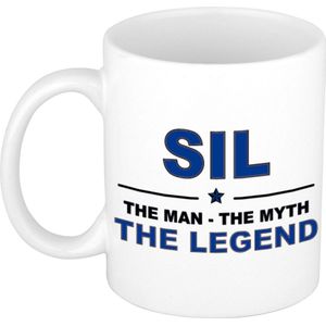 Naam cadeau Sil - The man, The myth the legend koffie mok / beker 300 ml - naam/namen mokken - Cadeau voor o.a  verjaardag/ vaderdag/ pensioen/ geslaagd/ bedankt