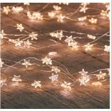 Zilveren kerst verlichting sterren met timer warm wit 1 meter - Sfeerverlichting - kerstversiering voor binnen gebruik