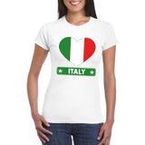 Italie t-shirt met Italiaanse vlag in hart wit dames