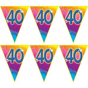 5x stuks verjaardag thema 40 jaar geworden feest vlaggenlijn van 5 meter - Feestartikelen/versiering