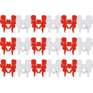 Pakket van 3x stuks Cupido hartjes slingers rood/wit Valentijnsdag 300 cm - Bruiloften / Valentijnsdag feestversiering
