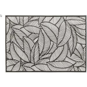 8x Placemats/onderleggers zwarte bladeren 30 x 45 cm - Tafel dekken - Zwarte tafeldecoratie