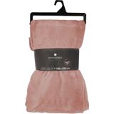 Atmosphera fleece deken/fleeceplaid - oud roze - 180 x 230 cm - polyester - Molton Bankdeken