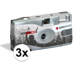 3x Bruiloft/huwelijk wegwerp camera met flitser en 36 zwart/wit fotos - Vrijgezellenfeest zwartwit fotos weggooi fototoestel