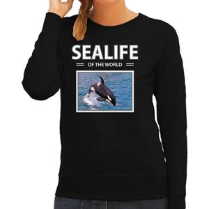 Dieren foto sweater Orka - zwart - dames - sealife of the world - cadeau trui Orkas liefhebber