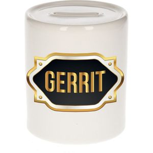 Gerrit naam cadeau spaarpot met gouden embleem - kado verjaardag/ vaderdag/ pensioen/ geslaagd/ bedankt