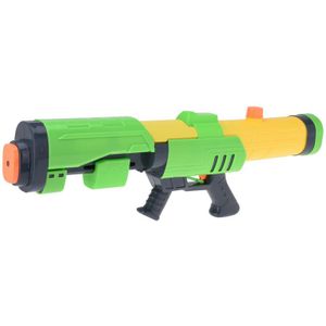 1x Waterpistolen/waterpistool groen/geel van 63 cm met pomp kinderspeelgoed - waterspeelgoed van kunststof - grote waterpistolen met pomp