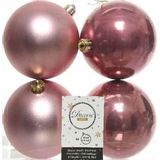 20x Oud roze kunststof kerstballen 10 cm - Mat/glans - Onbreekbare plastic kerstballen - Kerstboomversiering oud roze