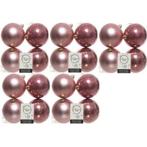 20x Oud roze kunststof kerstballen 10 cm - Mat/glans - Onbreekbare plastic kerstballen - Kerstboomversiering oud roze