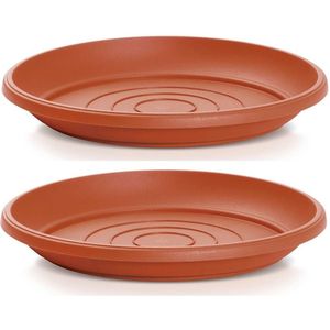 Prosperplast Opvangschaal/onderschaal voor bloempot/plantenpot - 2x - terracotta - rond - Dia 41 cm