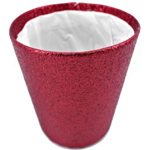 Gerimport Plantenmand - glitter rood - bloempot - 15 x 14 cm - Kerststukje