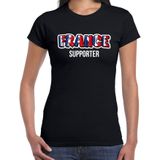 Zwart France fan t-shirt voor dames - France supporter - Frankrijk supporter - EK/ WK shirt / outfit