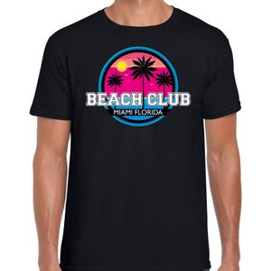 Beach club zomer t-shirt / shirt Beach club Miami Florida zwart voor heren - zwart - Beach club party outfit / vakantie kleding / strandfeest shirt